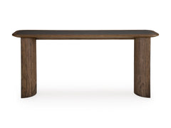 Warm Brown faux cement inset console table, product view 3 - 3