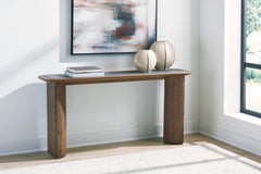 Warm Brown faux cement inset console table, product view 4 - 4