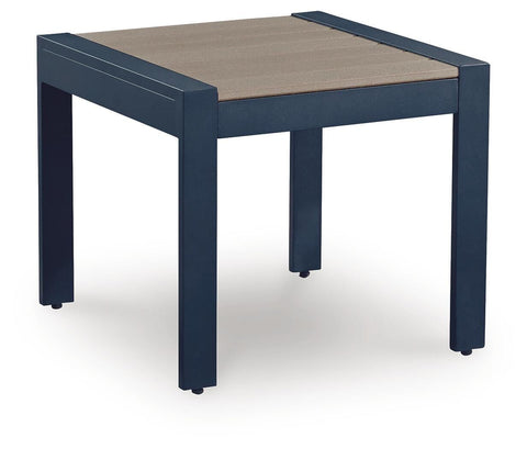 Navy Blue and Driftwood Outdoor Side Table