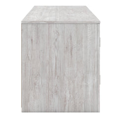 Whitewash TV stand with side cabinets and center shelf, product view 4 - 16