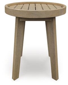 Beige, front side table view - 3