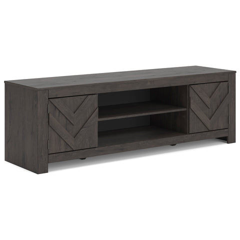 Chevron-Door TV Stand with Adjustable Cabinet Shelves