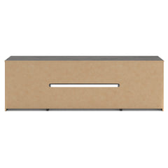 Black TV stand with side cabinets and center shelf, product view 5 - 5