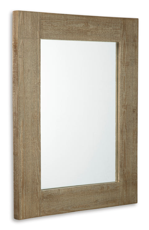 Distressed Brown Wood-Framed Rectangular Wall Mirror