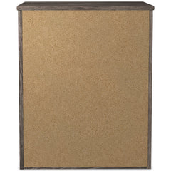 Gray, back view of nightstand - 14