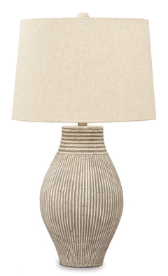 Beige table lamp, full product view - 1