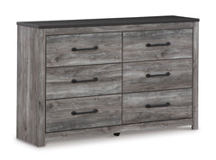 Dark Gray, complete six-drawer dresser, angled view - 1