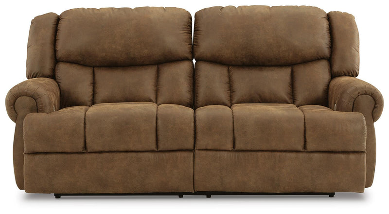 Wide-Seat Faux Leather Power Reclining Sofa in Auburn