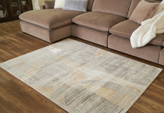 Linen/Gray/Caramel 61.5" x 85.88", room view; furniture excluded - 5