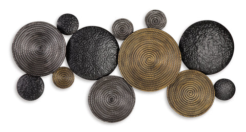 Mixed Metallic Textured Circle Metal Wall Sculpture
