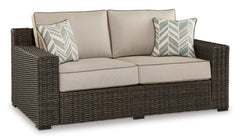 Brown Loveseat w/Cushion, full product view - 1