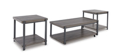 Gray/Black three-piece table set, full product view - 1