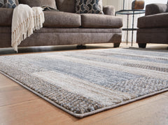 Cream/Brown/Gray 94" x 117", pile and edge detail - 3