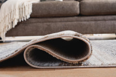 Cream/Brown/Gray 94" x 117", rolled rug backing detail - 4
