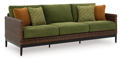 Brown/Green Sofa with Cushion, full product view - 1