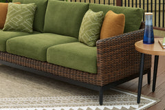 Brown/Green Sofa with Cushion, product view 3 - 5