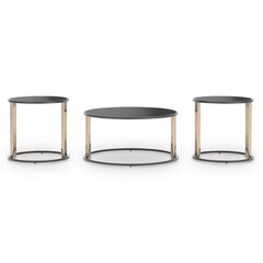 Black/Gold Finish three-piece table set, product view 2 - 2