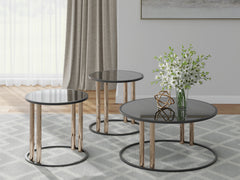 Black/Gold Finish three-piece table set, product view 3 - 3