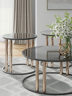 Black/Gold Finish three-piece table set, product view 6 - 6