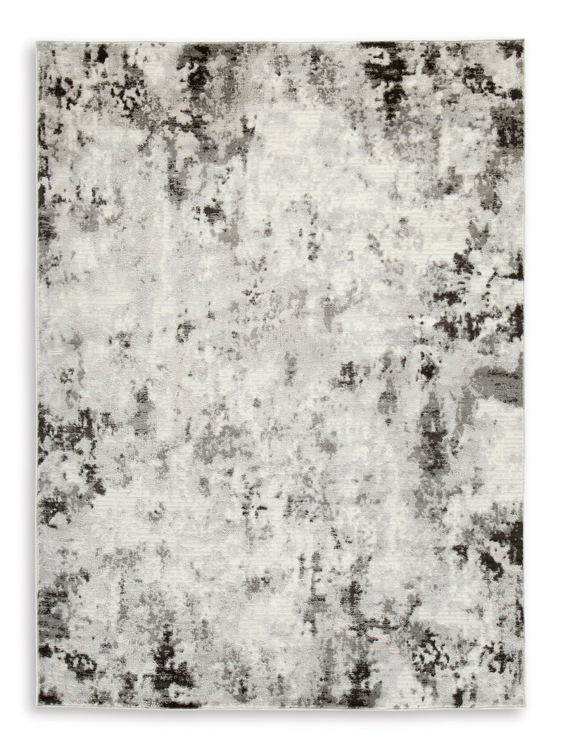 Cream Taupe and Gray Mottled Abstract Woven Rug