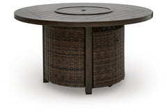 Dark Brown, full round fire pit table with burner cover - 1