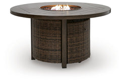 Dark Brown, full fire pit table with flame - 3