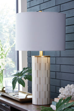 White/Gold Finish table lamp, product view 2 - 2