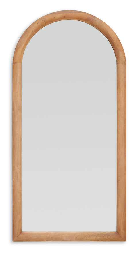 Light Brown Wood Frame Full-Length Floor Mirror
