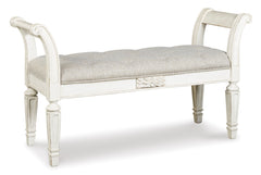 Antique White Accent Bench, full product view - 1