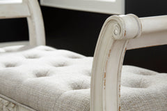 Antique White Accent Bench, product view 3 - 3