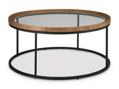 Medium Brown tempered glass round coffee table, full product view - 1