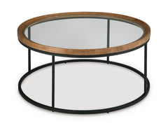 Medium Brown tempered glass round coffee table, product view 2 - 2