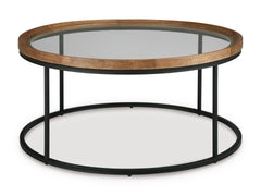 Medium Brown tempered glass round coffee table, product view 3 - 3
