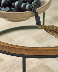 Medium Brown tempered glass round coffee table, product view 5 - 5