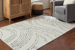 Ivory/Green/Brown 61" x 83.75", room view; furniture excluded - 6