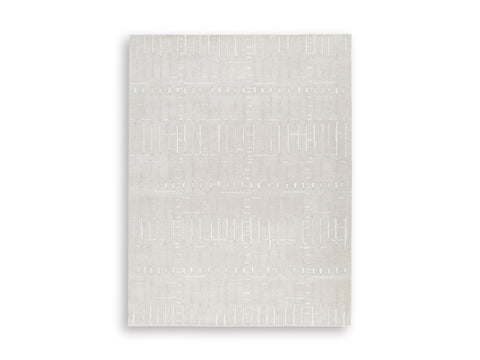 Tan and Ivory Abstract Line Hand-Tufted Wool Rug