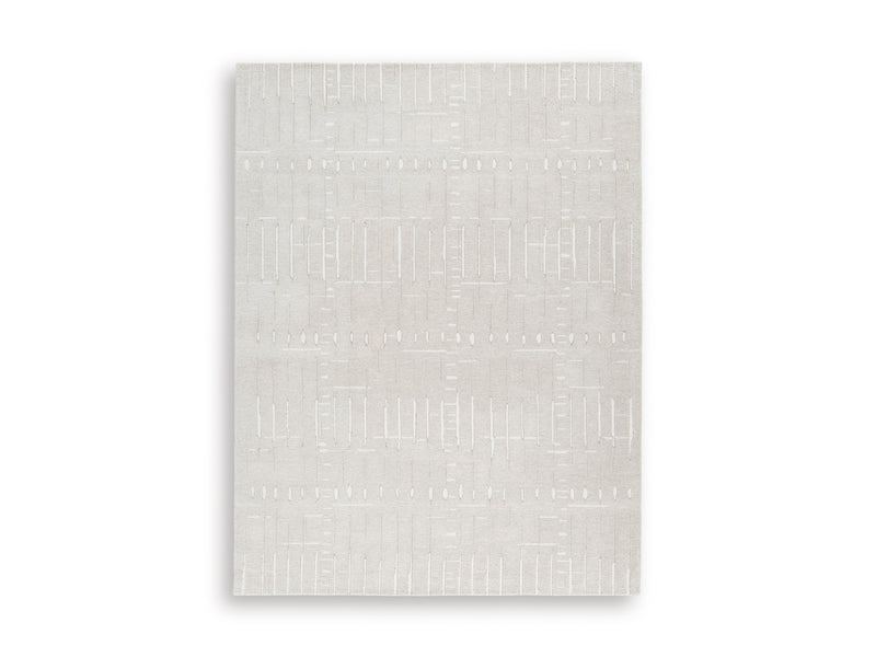 Tan and Ivory Abstract Line Hand-Tufted Wool Rug