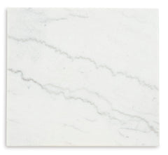 White/Dark Brown marble top end table with plinth base, product view 4 - 4