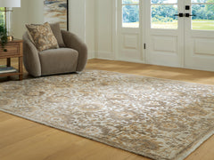 Ivory/Taupe/Camel 92" x 120", room view; furniture excluded - 6