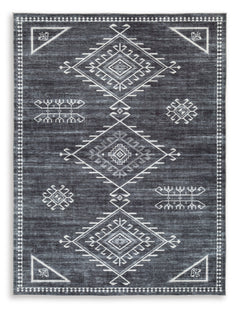 Black/Cream/Gray 59" x 83.75", complete rug product view - 1