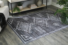 Black/Cream/Gray 59" x 83.75", room view; furniture excluded - 2