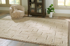 Beige/Brown 109.25" x 144", room view; furniture excluded - 2