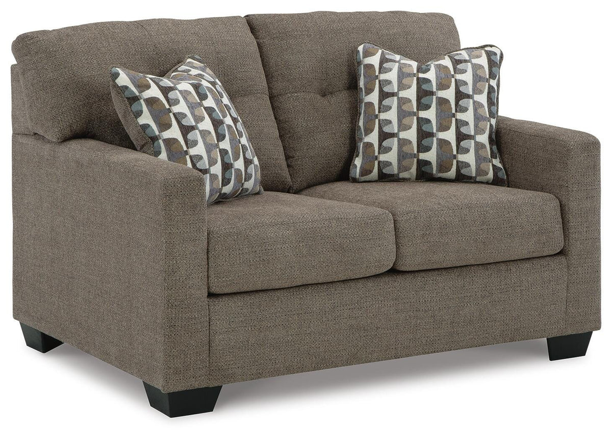Chocolate, full loveseat angled view