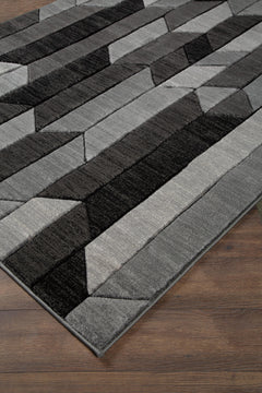 Black/Gray 78.88" x 102.5", angled rug pattern view - 2