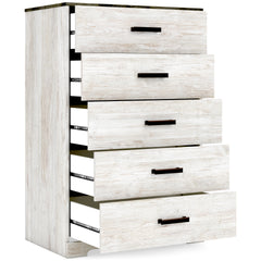 Whitewash/Charcoal Gray, chest with drawers open - 2