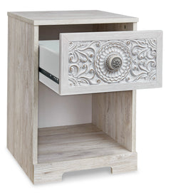 Whitewash / 15.79 in wide, drawer open showing interior - 3