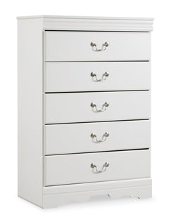 White, complete five-drawer chest on white background - 1