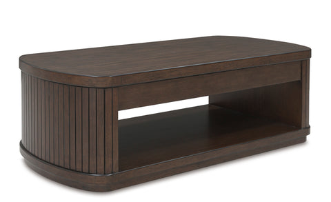 Dark Brown Lift-Top Coffee Table with Storage and Casters
