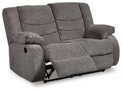 Gray, complete loveseat reclined angle view - 3