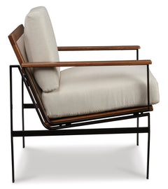Ivory/Brown ivory and brown accent chair, product view 4 - 4